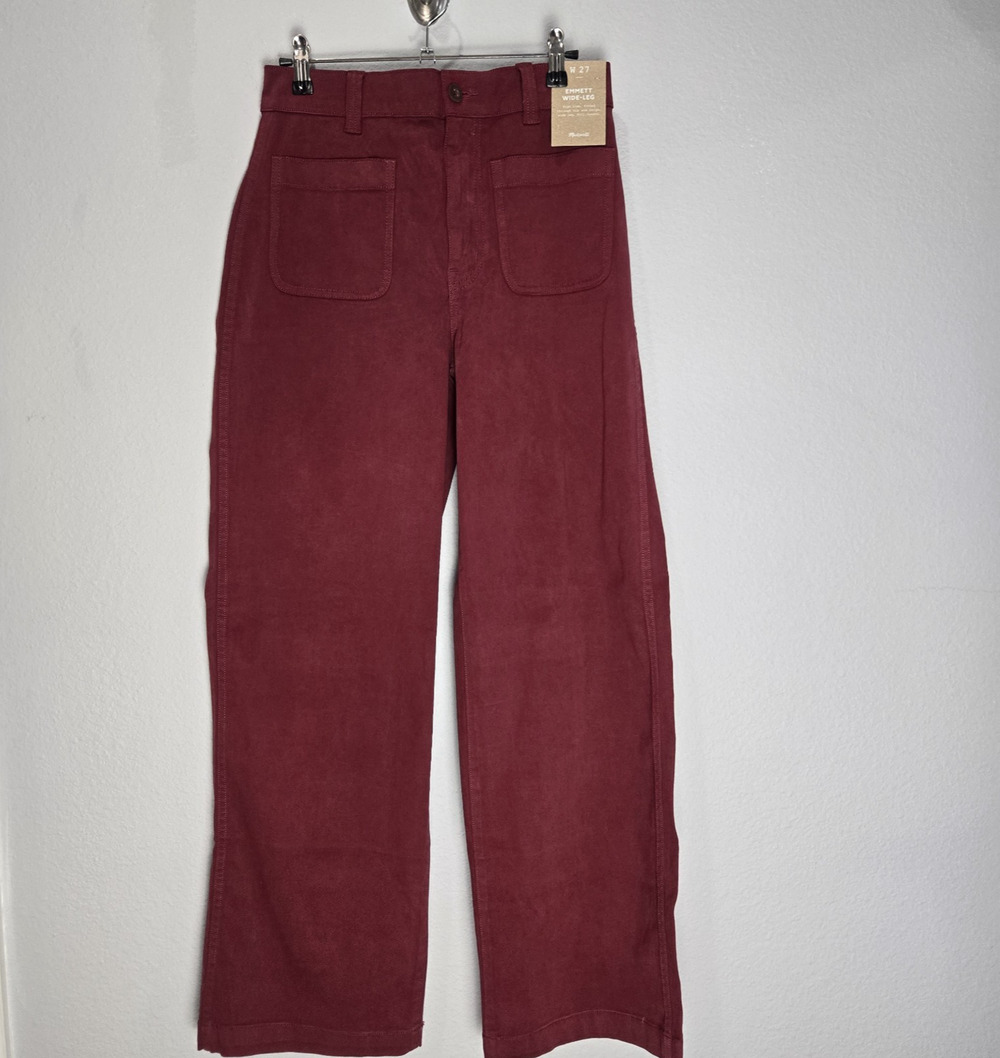 Madewell 27 Rust Clay Red Emmett High Rise Wide Leg Pants Maroon